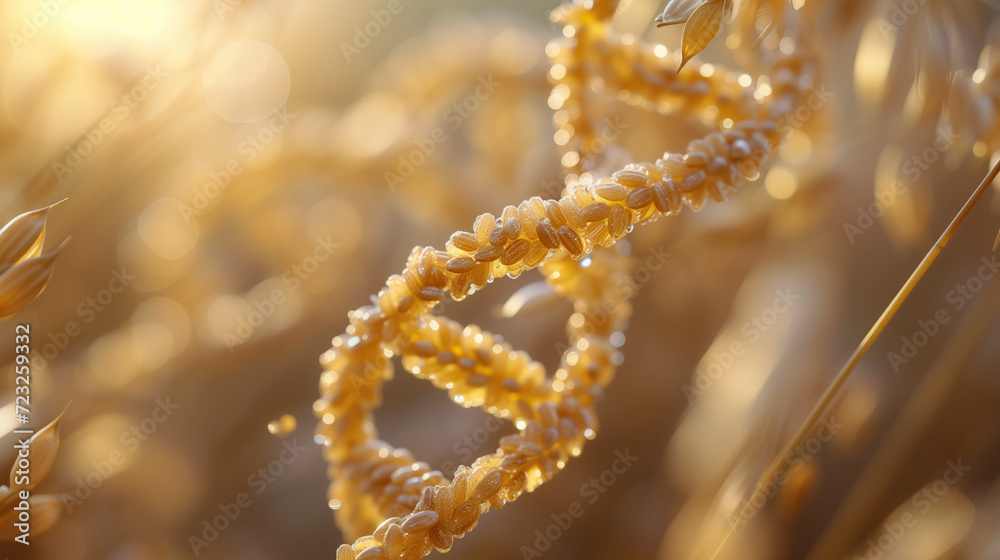 Obraz premium The grains combine to form the DNA molecular system.