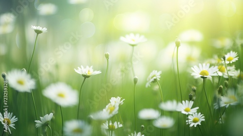 Summer meadow with daisies natural treasures green witch background mystical light texture
