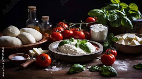 The ingredients for homemade pizza