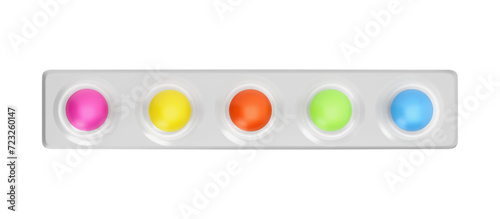 Colorful pad, pill chewing gum blister with fruity and berry flavors 3D vector, cartoon sweet bubble gum package candies