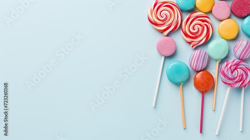 Top view colorful candies with copy space © Akbar