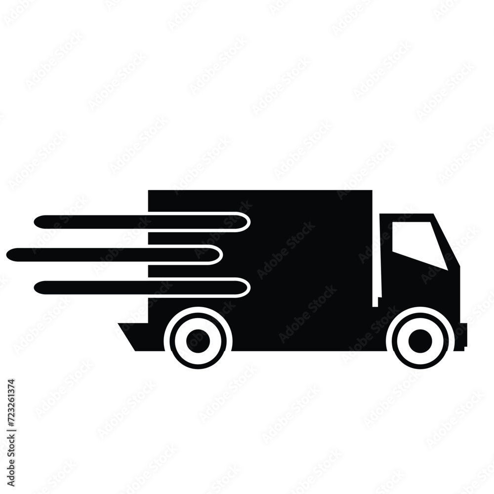 Fast shipping delivery truck flat vector icon for apps and websites