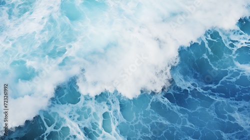 Aerial view ocean waves. Generative Ai