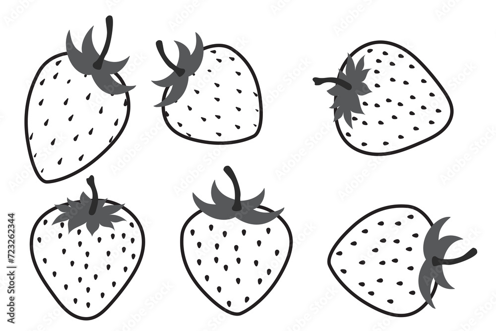 Strawberry line silhouette, vector, icon. Black strawberry set. set of strawberry. Vector illustration Strawberry line silhouette, vector, icon. Black strawberry set. set of strawberry. Vector illustration