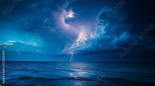 A lightning storm over the ocean. © Carlos