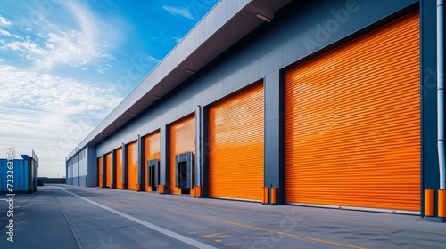 exterior of a commercial warehouse with roller doors