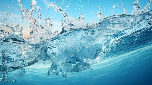 Water ,water splash isolated on blue background,water splash
