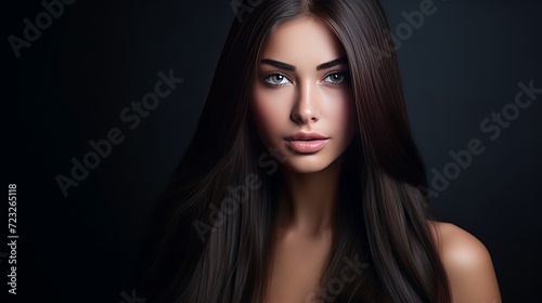 Woman with beauty long brown hair. fashion model with long straight hair. fashion model posing . pretty woman with long straight brown hair