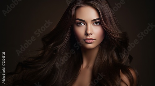 Woman with beauty long brown hair. fashion model with long straight hair. fashion model posing . pretty woman with long straight brown hair