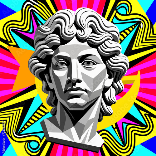 Sculpture of David on a colorful background. Vector illustration EPS 10