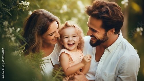 Young family with little son having fun together