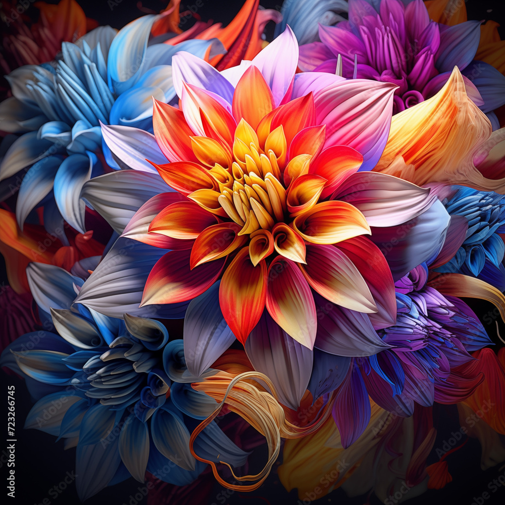 Flowers made of paint. Ai generated