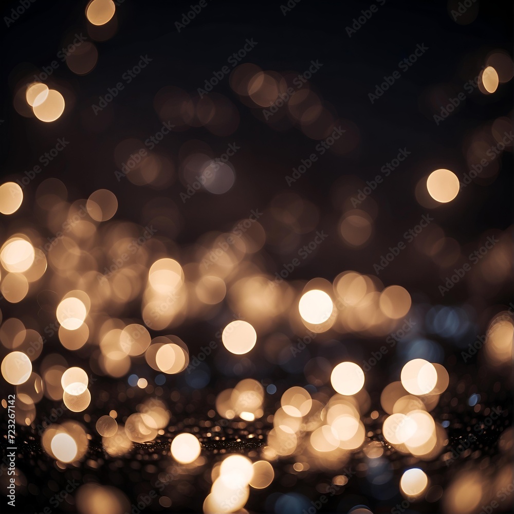 Gold abstract bokeh background.Background with bokeh effect with glittering gold particles and glittering lights on a dark background.