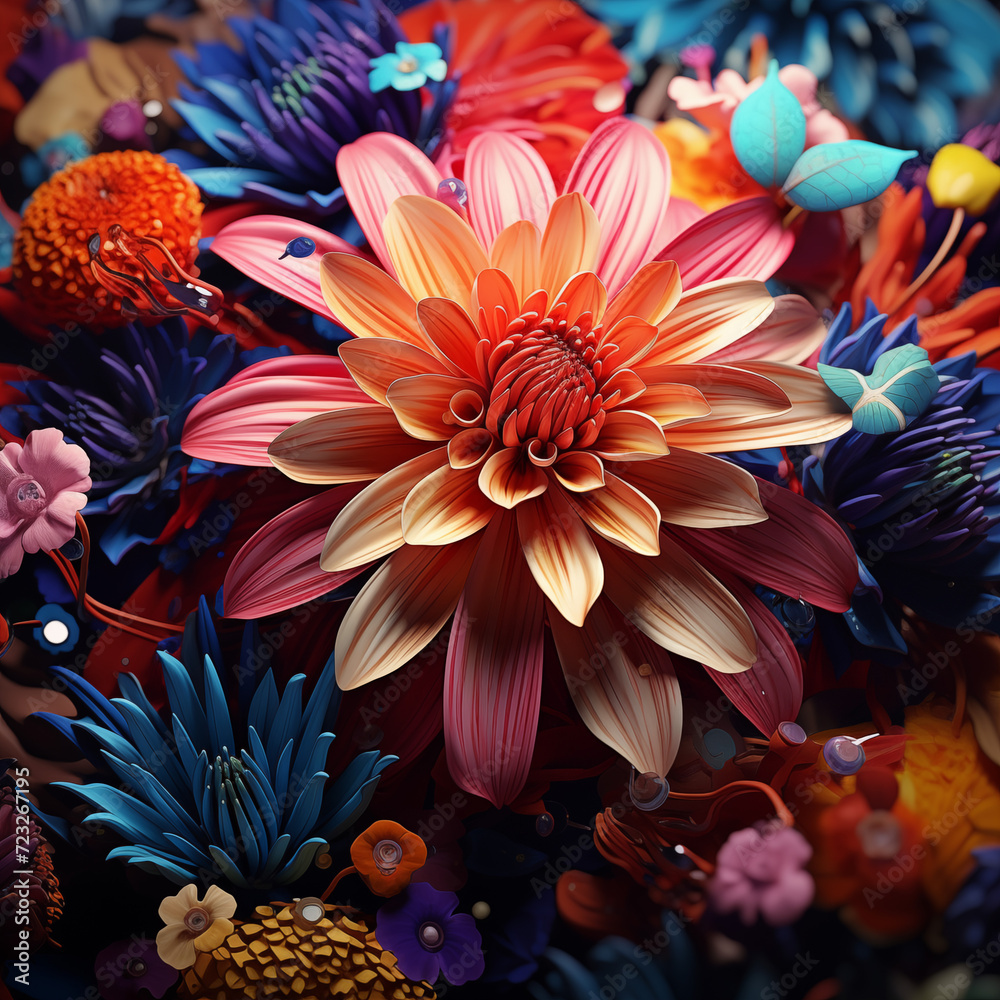 Flowers made of paint. Ai generated Flowers made of paint. Ai generated
