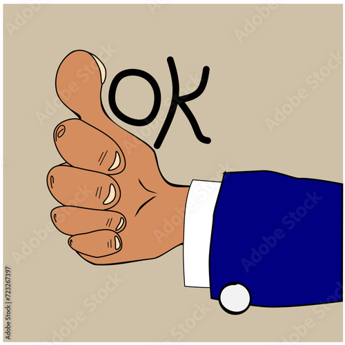 Funny ok gesture from the hand of a satisfied customer
