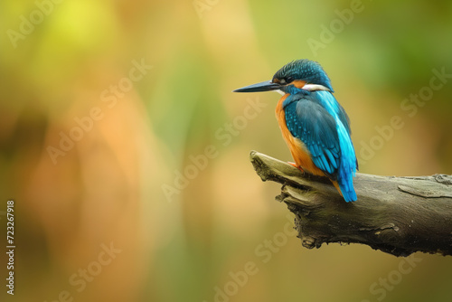 AI Generated Image. Kingfisher perching on branch in a wild photo