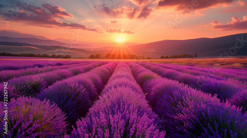 Wonderful scenery amazing summer landscape of blooming lavender