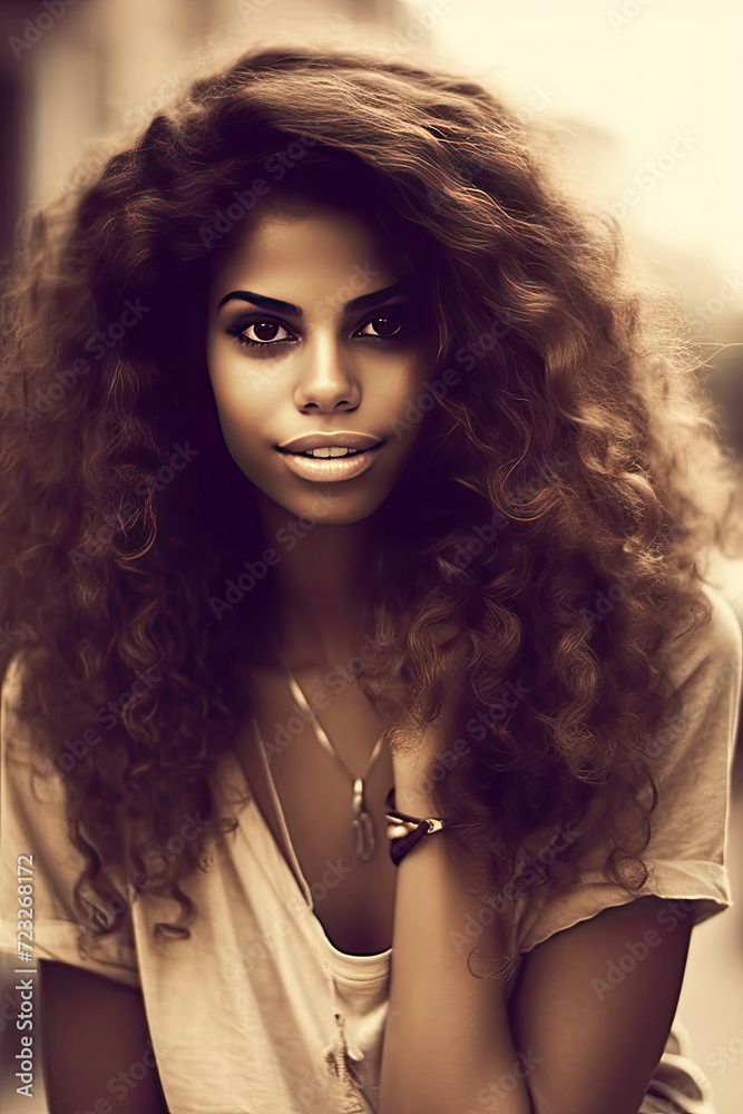 Fototapeta premium Close-up portrait of beautiful strong African American woman with engaging expression