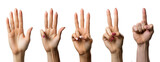 finger symbols from one to five isolated on transparent background, generative ai