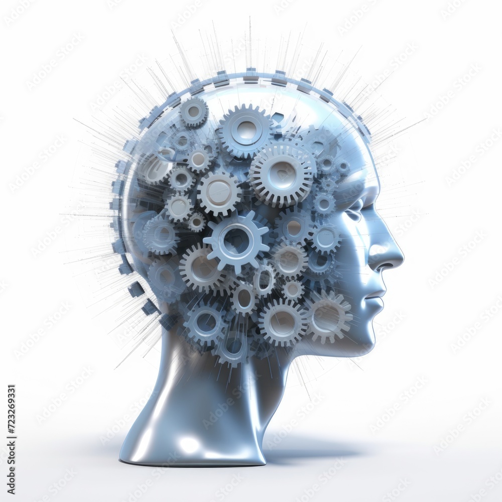 custom made wallpaper toronto digitalAbstract 3D Head Shape on a Bright White Background with Blank Border