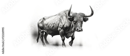 black and white engrave isolated bull