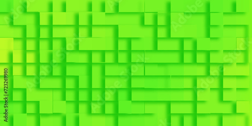 Abstract Green Squares geometric pattern on Green Background, extrude style 3D geometric abstract green background, Modern seamless Successful Technology Startup background with cubes.	