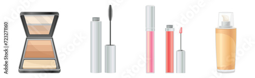Cosmetic and Glamor Makeup Product and Accessories Vector Set