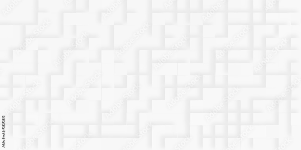 Embossed paper square white geometric pattern of 3d blocks Background, Abstract business block pattern geometric background with squares, seamless White vintage brick wall tiles design. Embossed paper square white geometric pattern of 3d blocks Background, Abstract business block pattern geometric background with squares, seamless White vintage brick wall tiles design.