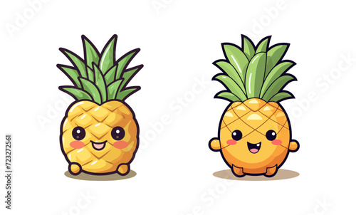 cute pineapple cartoon character in a kawaii style