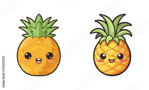 cute pineapple cartoon character in a kawaii style