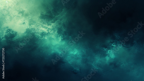 A dark background  glowing light  and a gradient of teal  green  and blue  enhanced by a glowing noise texture.