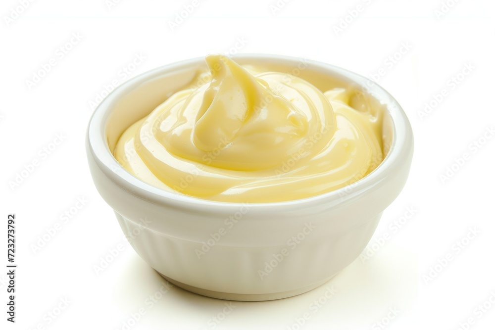 Cheese sauce cup isolated on white made of ceramic Cheese sauce cup isolated on white made of ceramic