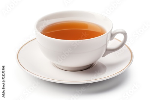 Isolated Cup of Tea on a White Background. A Perfect Hot Beverage with Mug and Saucer