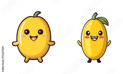 funny fruit cartoon character in a kawaii style
