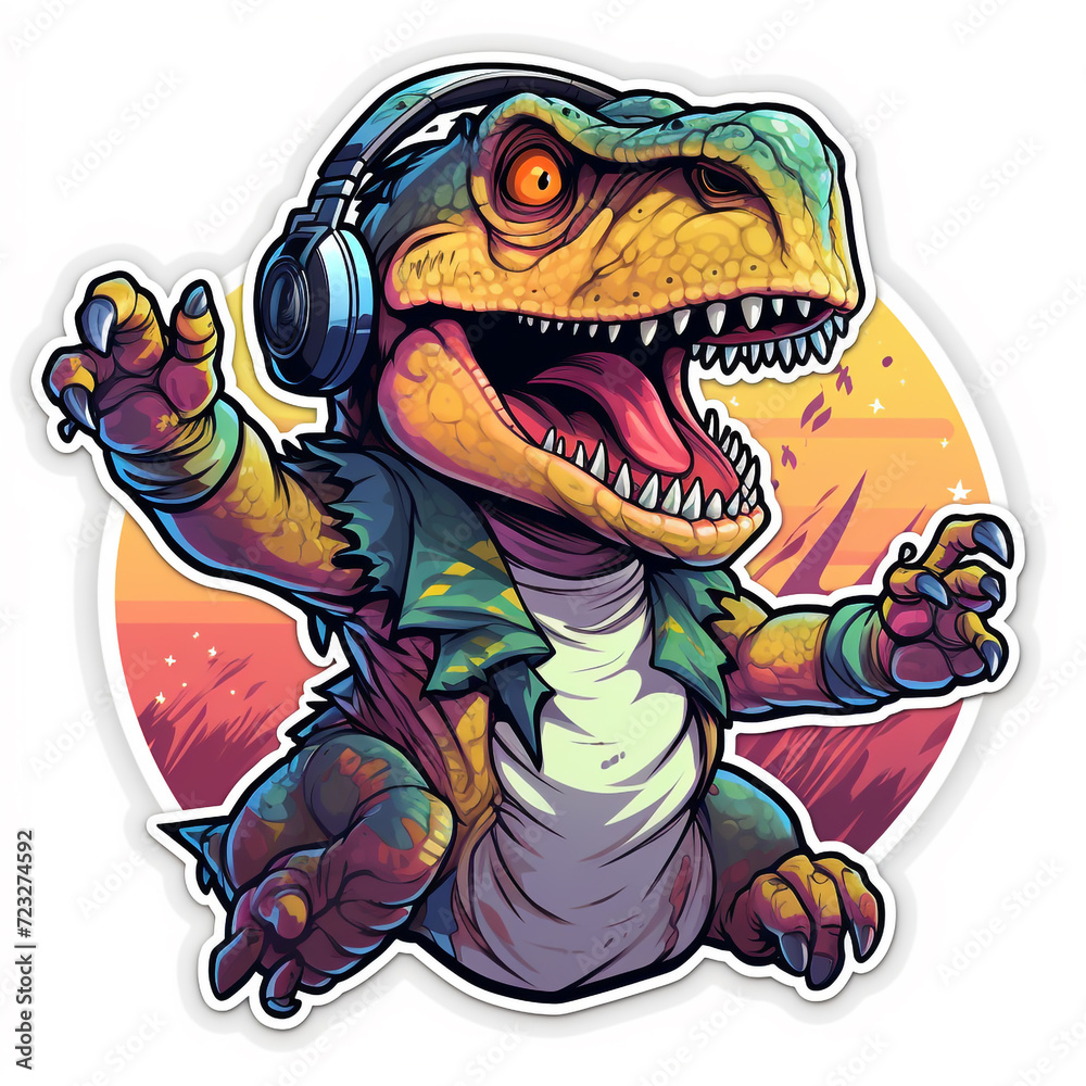 A Dancing T. rex Sticker