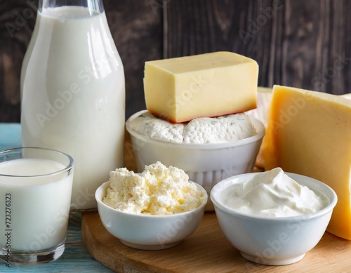 verschiedene Käsesorten, Joghurt, Milch, Butter, Quark produkte 