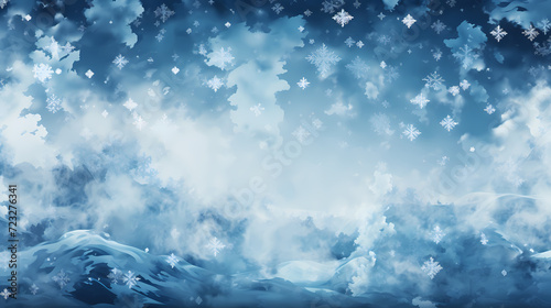 Snowflake background, snowflake border, winter holiday background, soft colors and dreamy atmosphere © ma