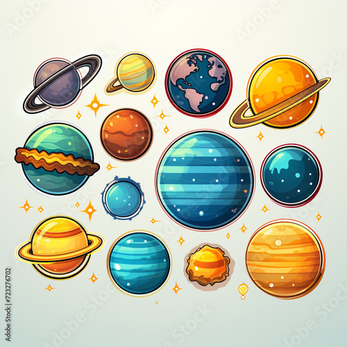 Set of icons of Planets Sticker