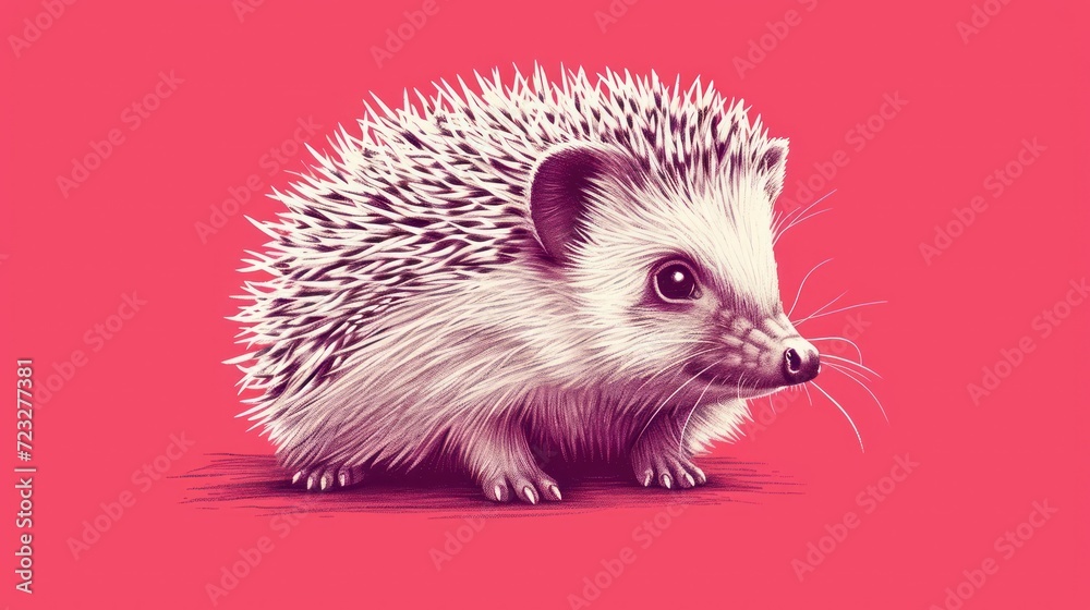 a drawing of a hedgehog on a pink background with a pink background and a white hedgehog on the right side of the image, with a pink background. a drawing of a hedgehog on a pink background with a pink background and a white hedgehog on the right side of the image, with a pink background.