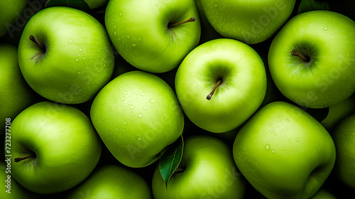 Fresh green apples background. Many green apples representing of healthy fruit. Healthy diet