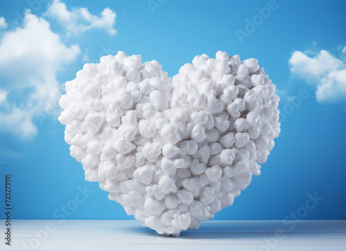 Heart made of clouds in the blue sky