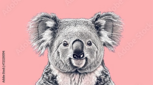  a drawing of a koala on a pink background with a black and white drawing of a koala on a pink background with a black and white drawing of a koala.