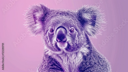  a close up of a koala on a pink background with a blurry image of a koala on the left side of the image, and the right side of the koala on the right side of the image.