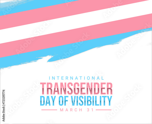 International Transgender Day of Visibility. World sexual health day, Third gender day. Transgender flag in brush strokes with typography. March 31