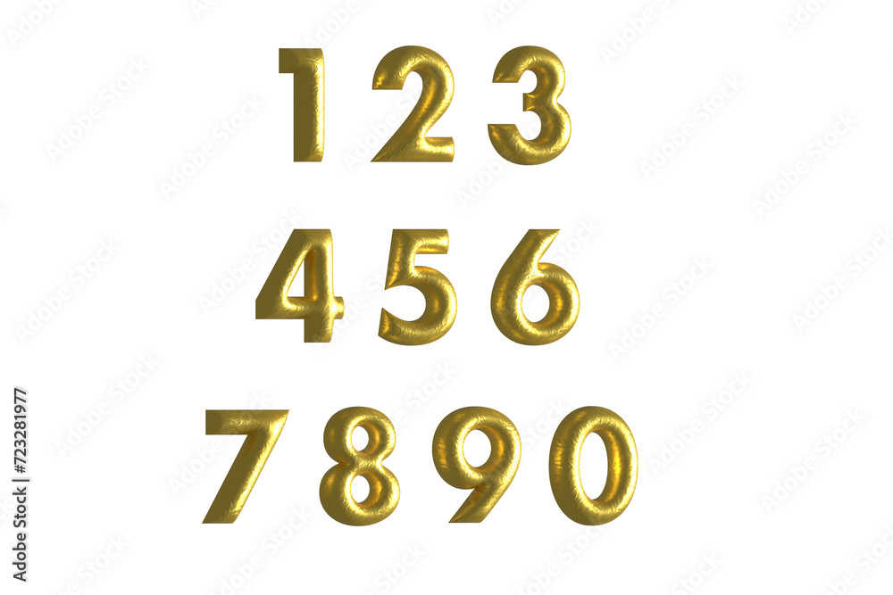 3D golden numbers from 0 to 9. Set volume number for poster and banner. 