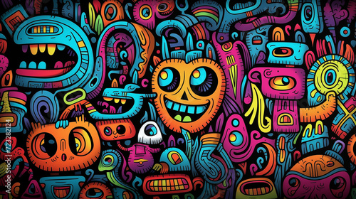doodles Wallpaper with cute colorful monsters and creatures 