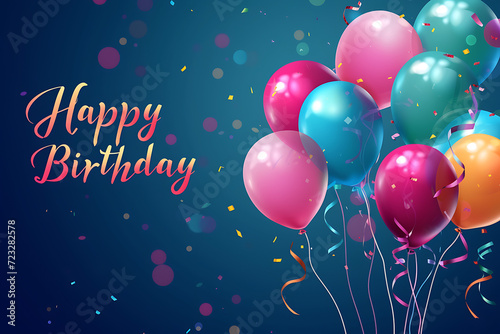 Happy birthday card design with text  Happy Birthday . Birthday greeting card wit balloons party decoration elements on background. 