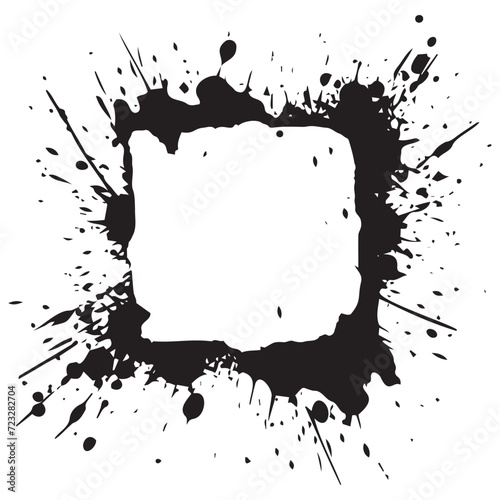 Ink brush stroke isolated on transparent background, paint splatter, artistic design Ink splash. High quality manually traced. Drop element, Rough stain with  smudge, spray paint blot