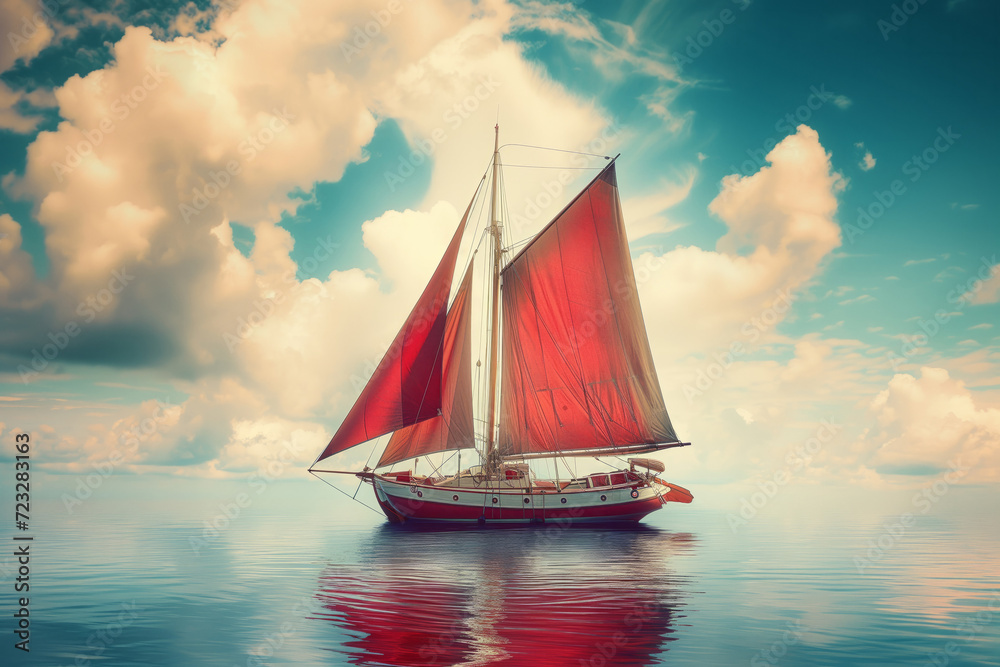 Sailboat With Red Sails