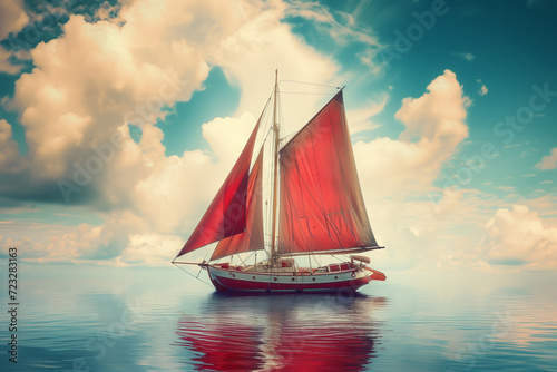 Sailboat With Red Sails